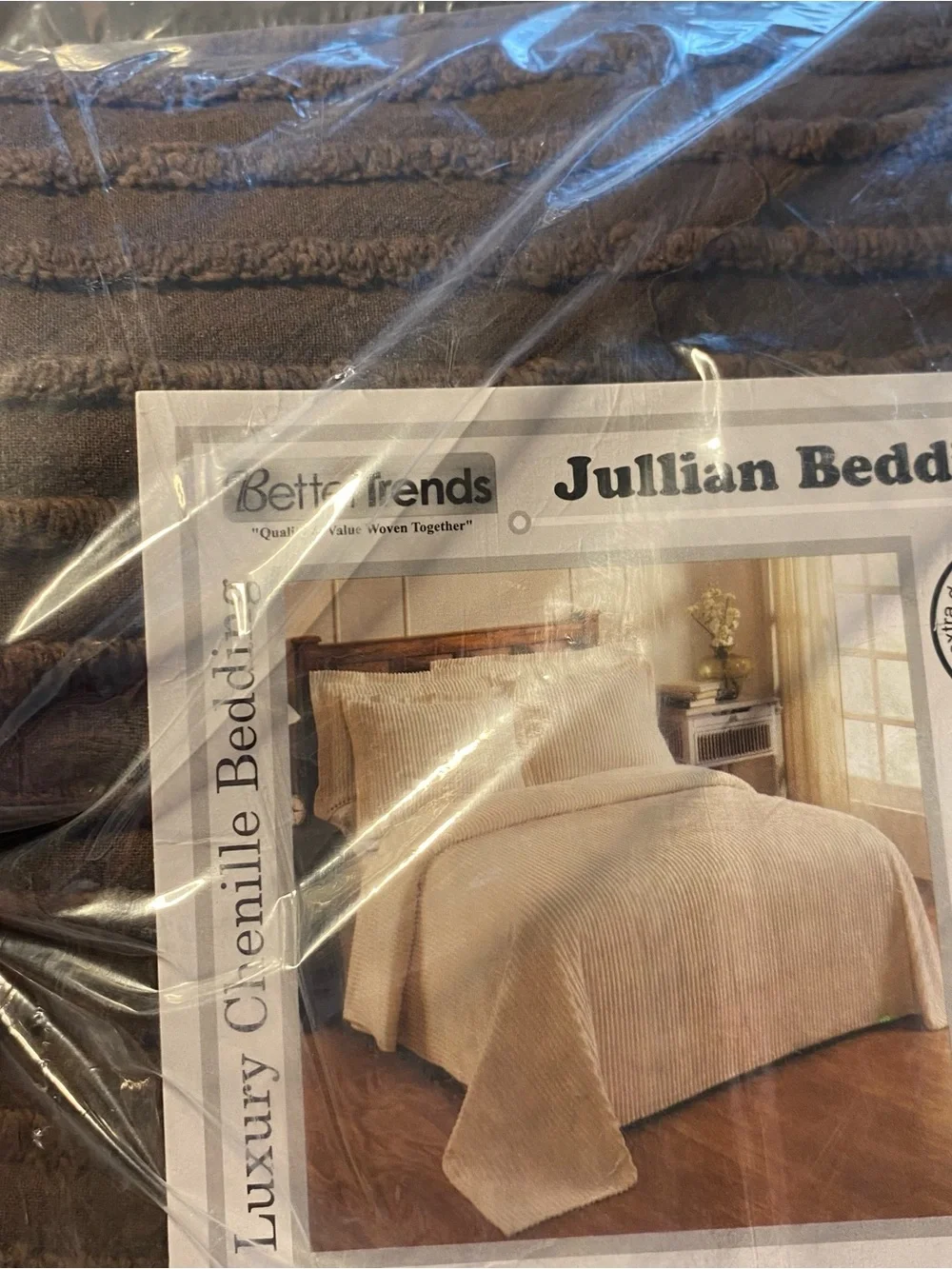 ⭐️Better Trends Jullian Pillow Shams Chenille Chocolate Set of 2 Standard Sz